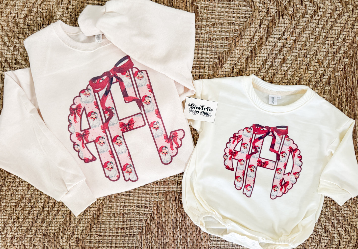 Pink and Red Santa Monogram