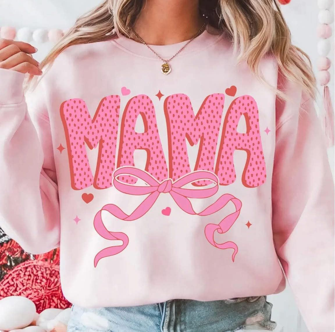 Mama Pink Bow Sweatshirt