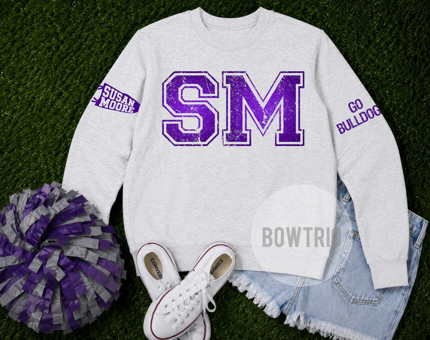 Susan Moore Distressed Varsity Sweatshirt