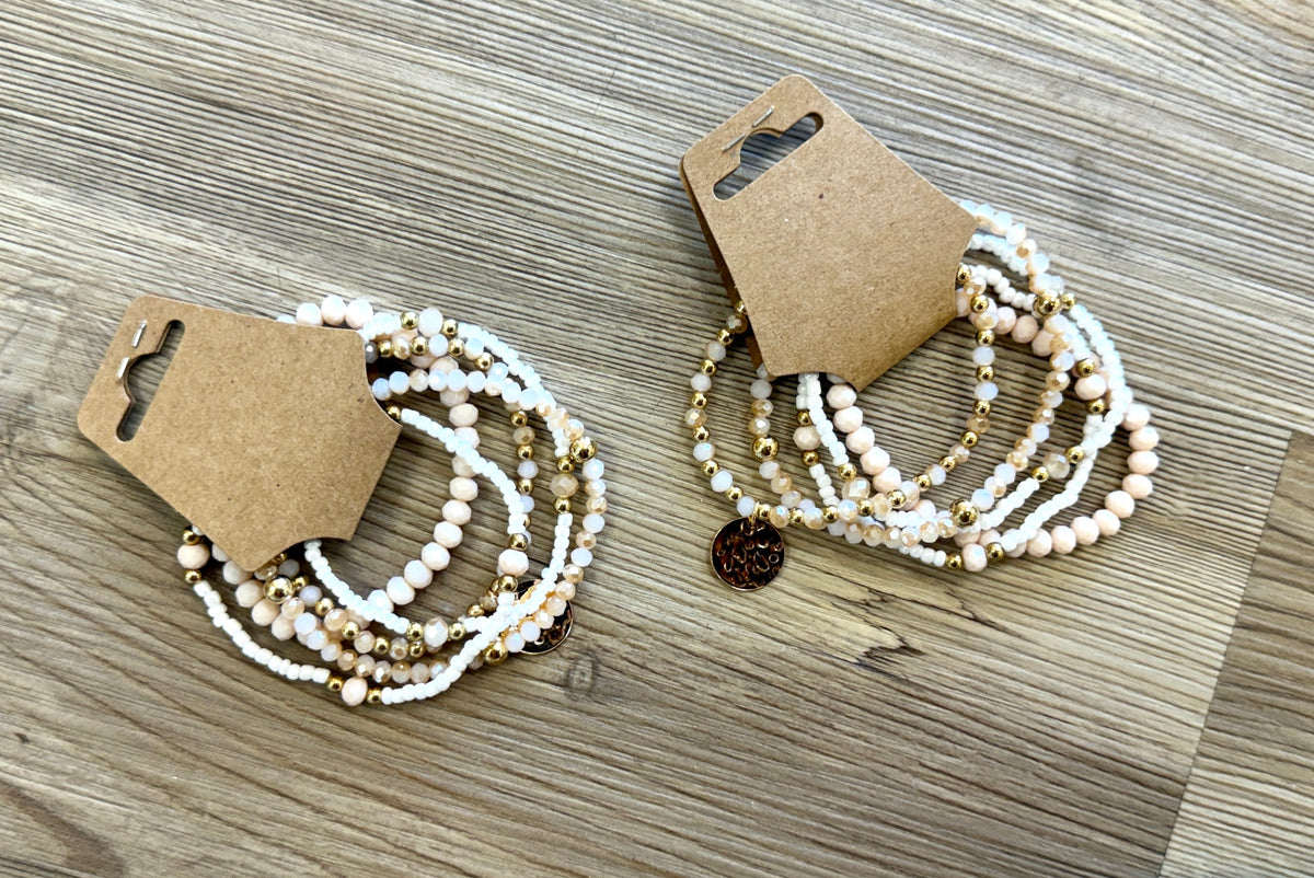 Neutral Beaded bracelet stack