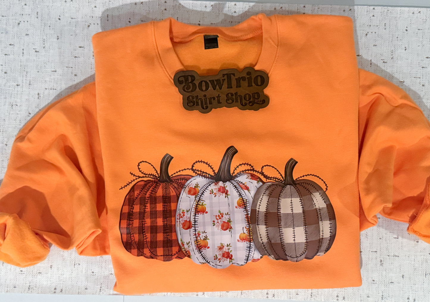 Faux Stitched Pumpkin Trio
