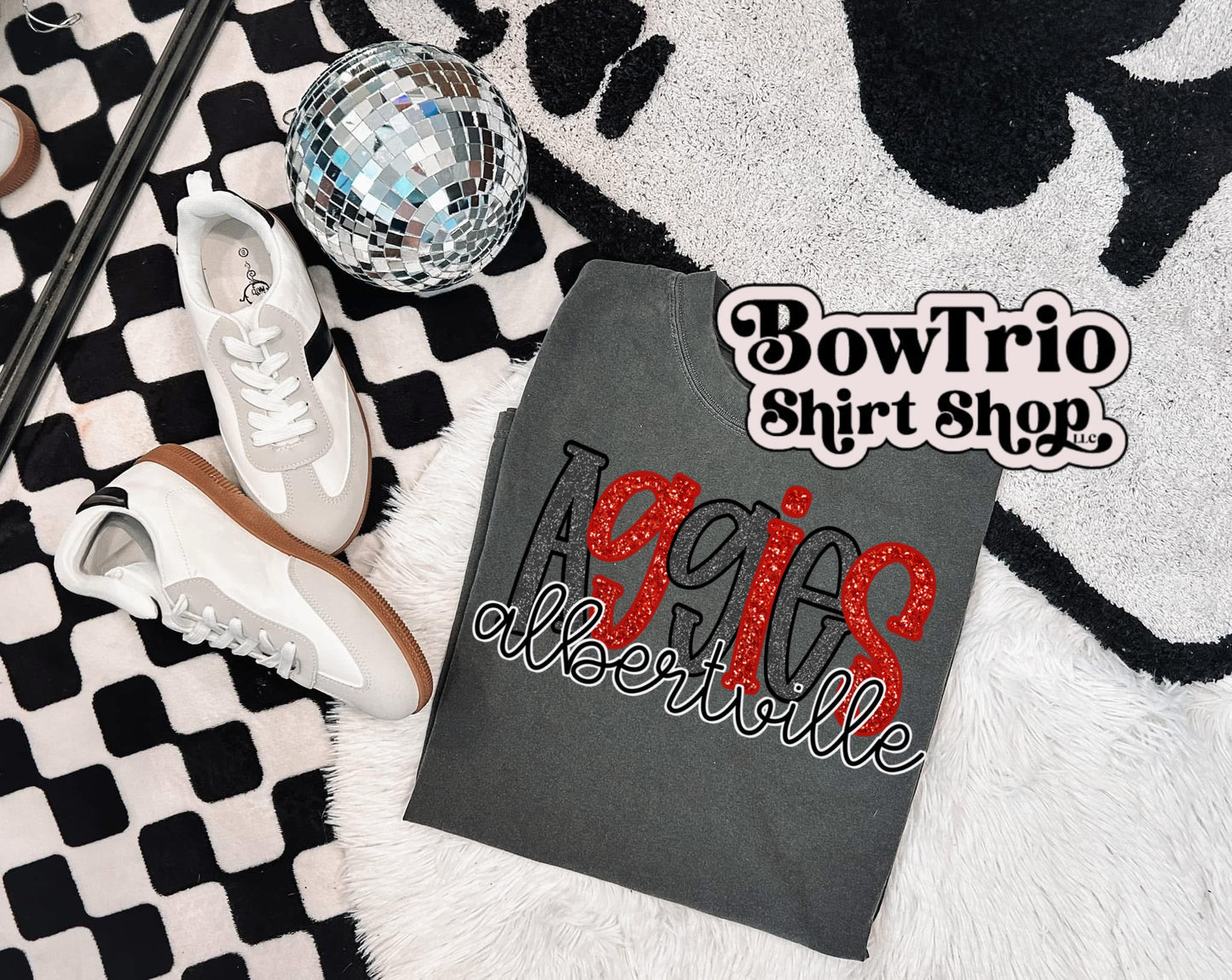AGGIES Faux Glitter Tshirt