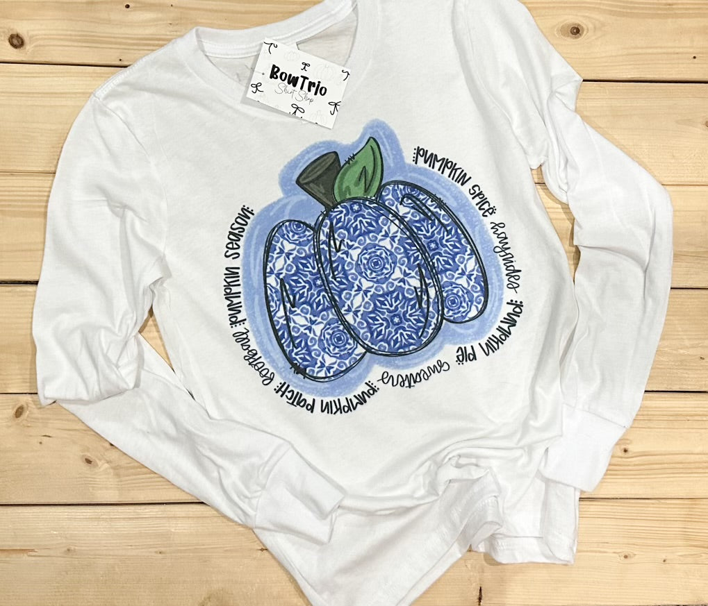 Blue & White Pumpkin T-Shirt