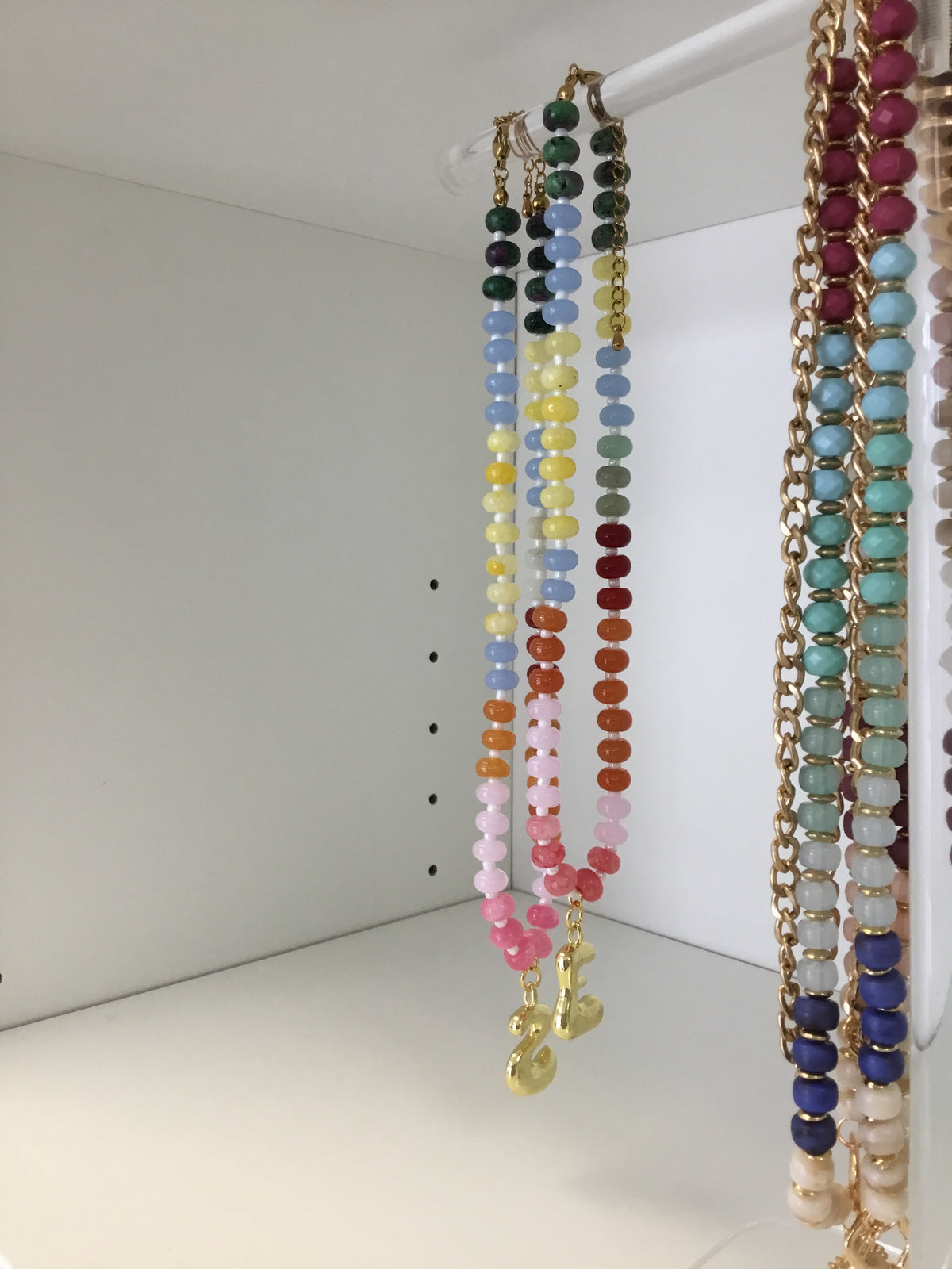 Colorful Bead Initial Necklace