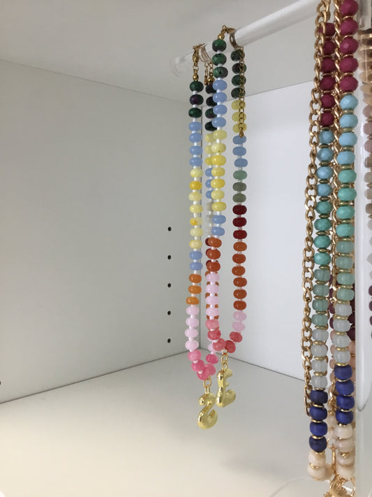 Colorful Bead Initial Necklace
