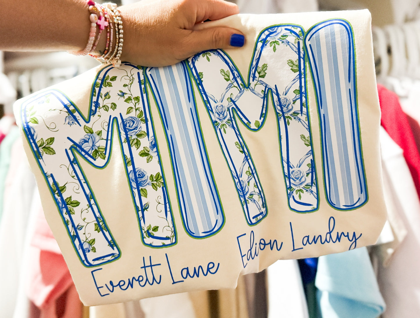 Blue Floral Name Tee