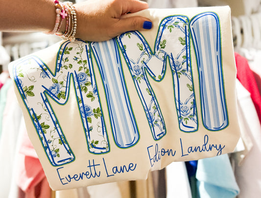 Blue Floral Name Tee