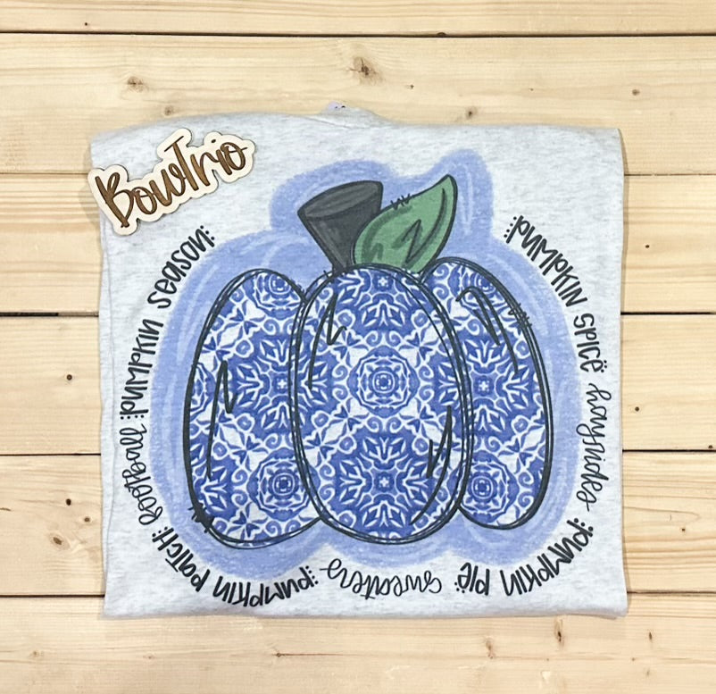 Blue & White Pumpkin T-Shirt