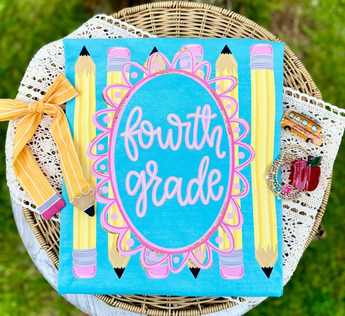 School grade- frame w/ pencil stripes