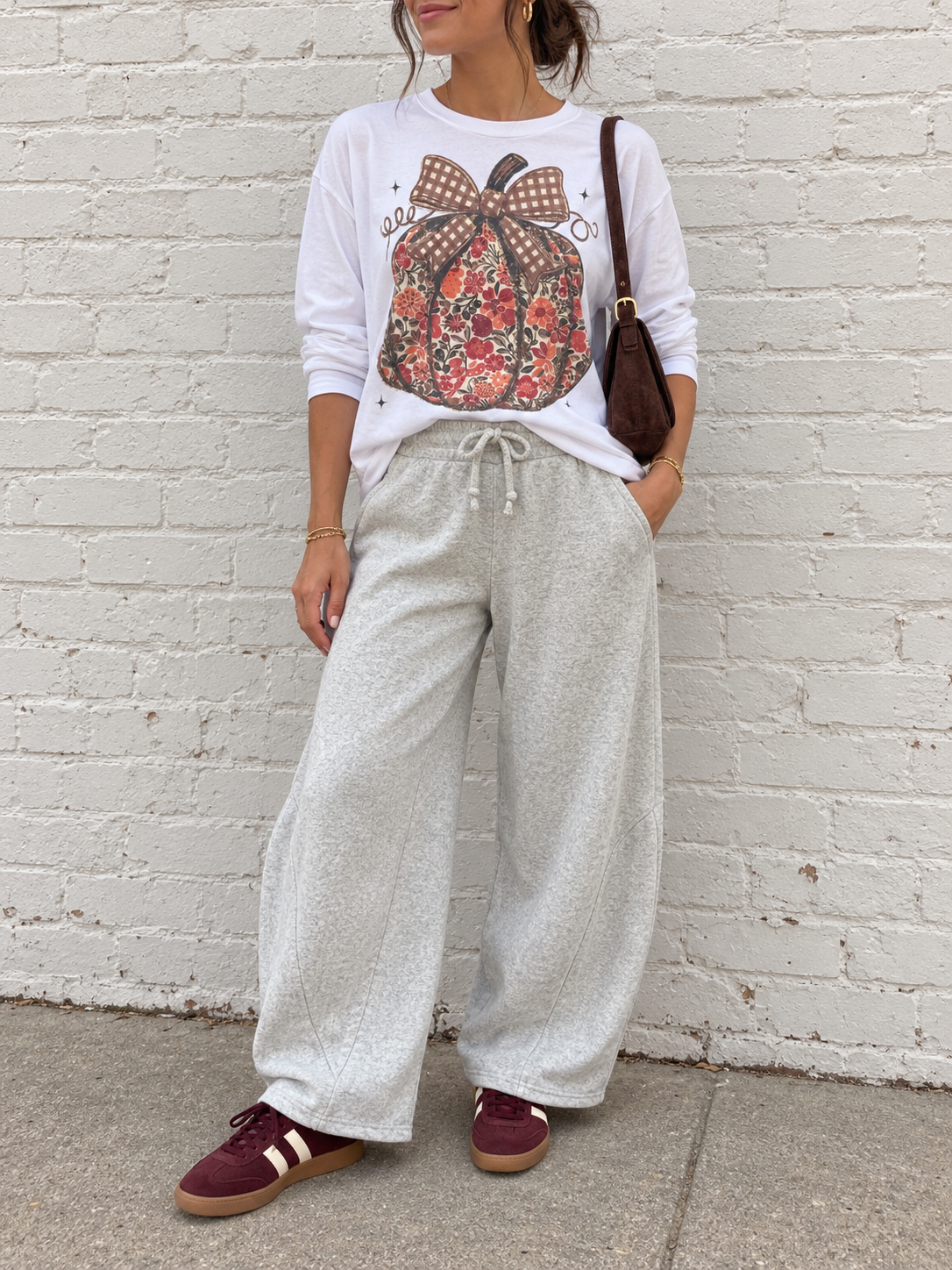 FLEECE BARREL LEG SWEATPANTS
