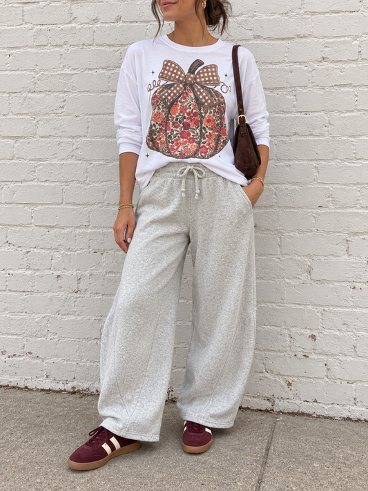 FLEECE BARREL LEG SWEATPANTS