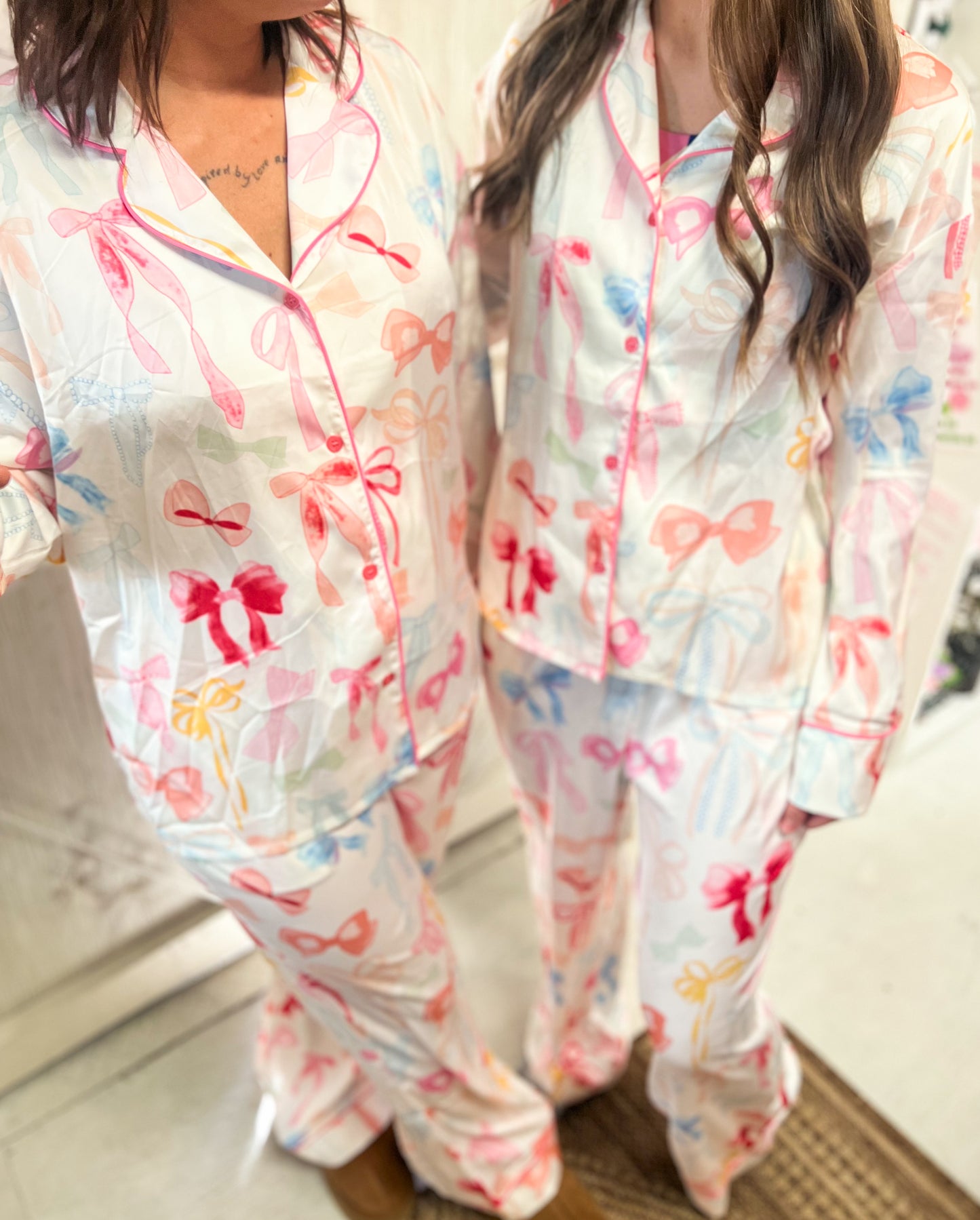 Satin Bow Pajama Set