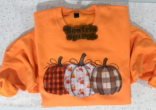 Faux Stitched Pumpkin Trio