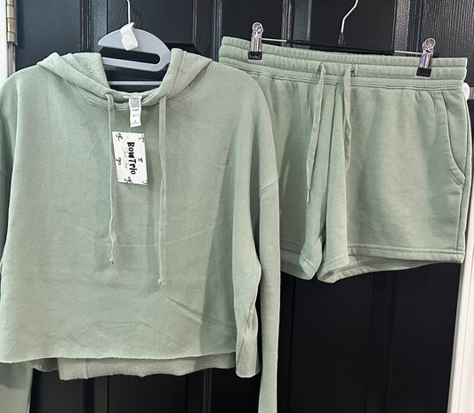 Cropped Hooded Shorts Set